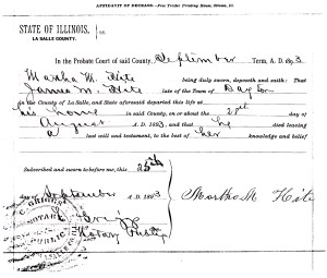document showing death date of James M. Hite