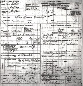 Bennett, Ellen Zima - death certificate