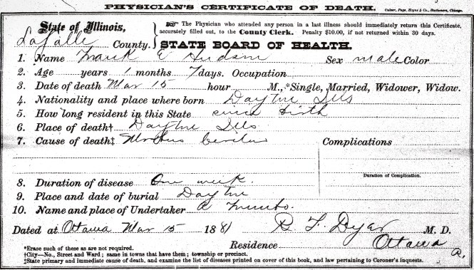 Hudson, Frank E - death certificate