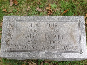  J W and Sally Lohr, sons Clarence, James tombstone
