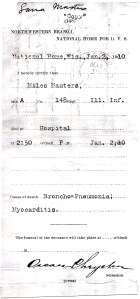 Masters, Miles - death certificate