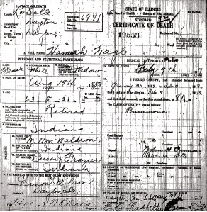 Nagle, Hannah Walden - death certificate