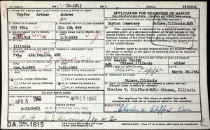 Tepfer, Arthur (Walter) - headstone application