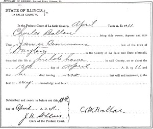 document for Timmons, James - date of death
