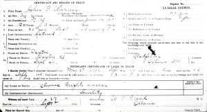 Warner, Joel F - death certificate