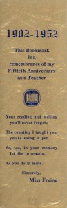 Miss Fraine bookmark