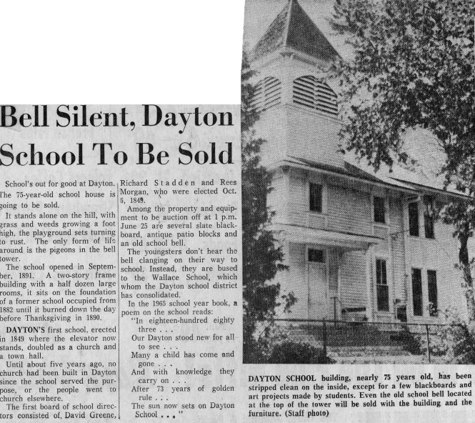 newspaper clipping - end of Dayton school