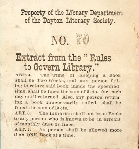 Book label - Dayton Literary Society
