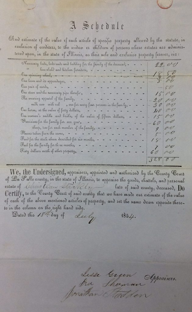 Appraisal of property for widow