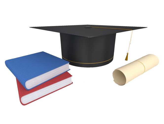 graduation cap & books