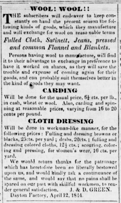 ad for Dayton Woolen mill